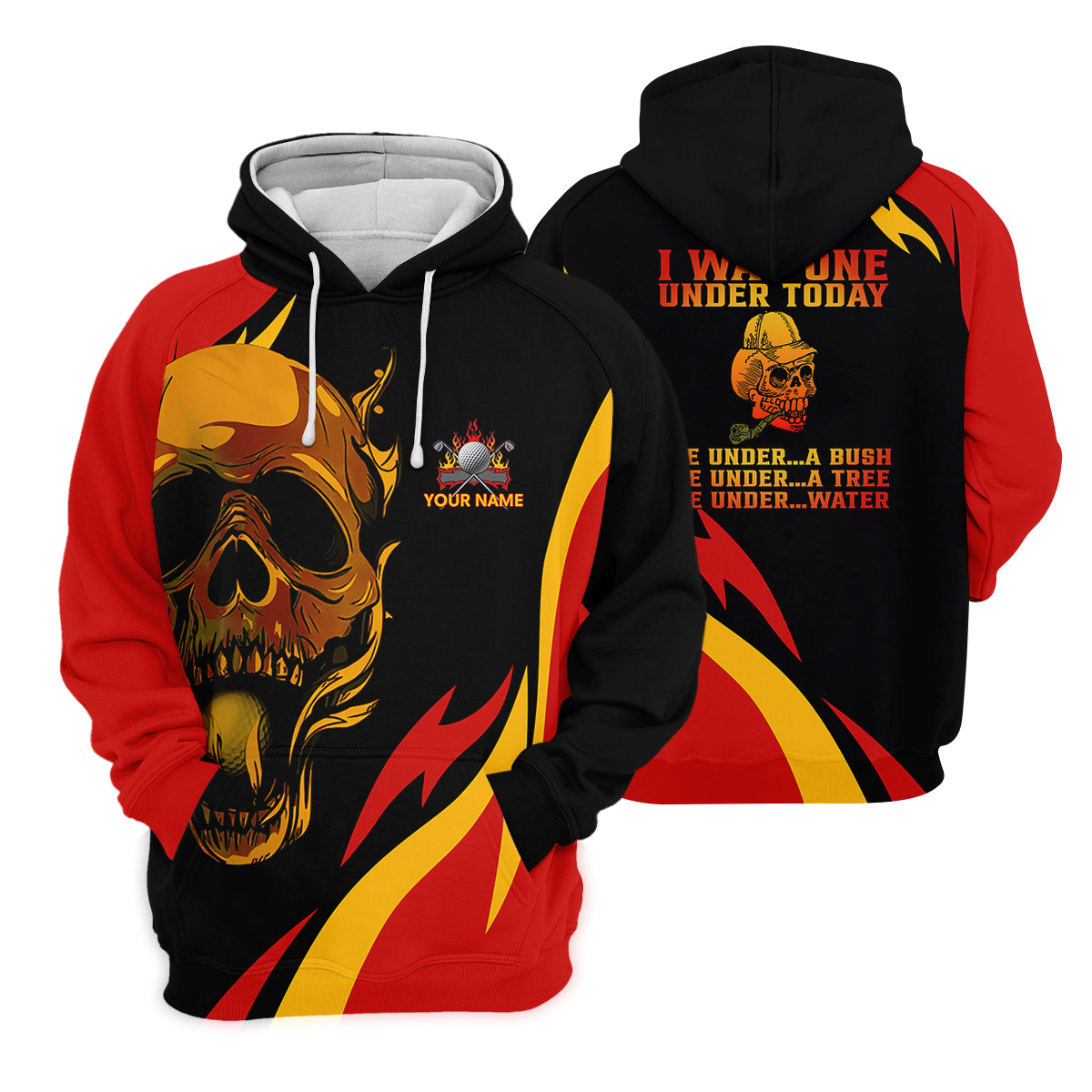 Custom Fire Skull Men's Golf Polo Shirt, Mens Golf Gift, Funny Golf Shirt