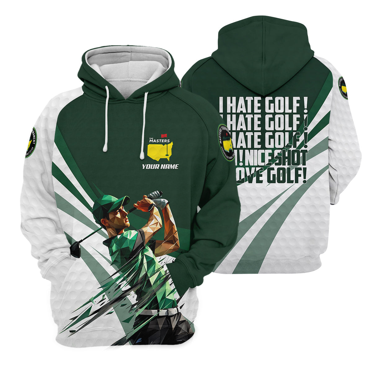I Hate Golf Augusta Masters Tournament Custom Men's Golf Polo Shirt, Funny Gift For Golfer