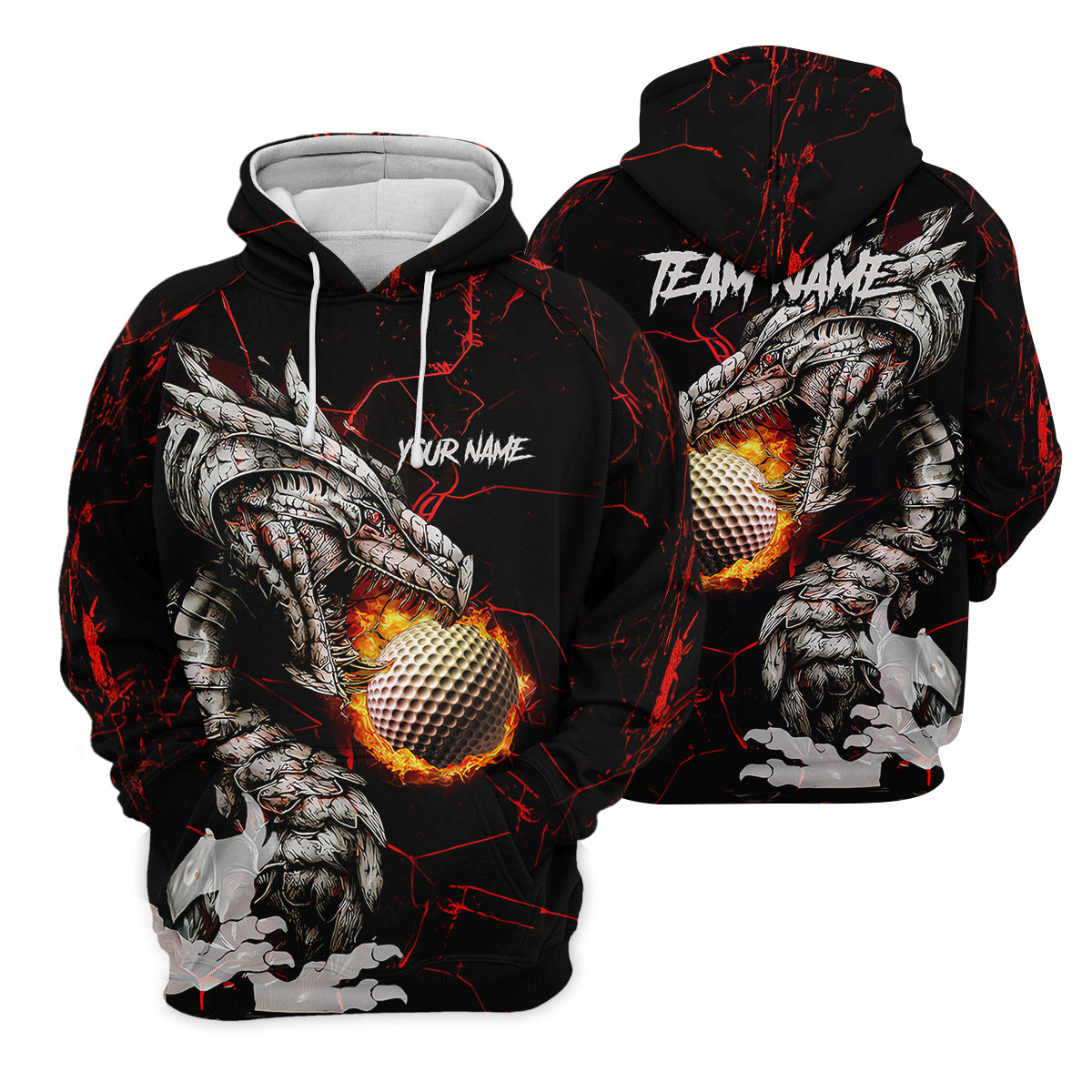 Flaming Dragon Custom Golf Polo Shirt, Dad Golf Gift, Golf Lover Gifts