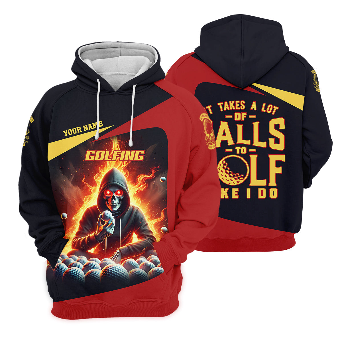 It Takes A Lot of Balls to Golf Like I Do Custom Skull Funny Golf Polo Shirt, Dad Golf Gifts