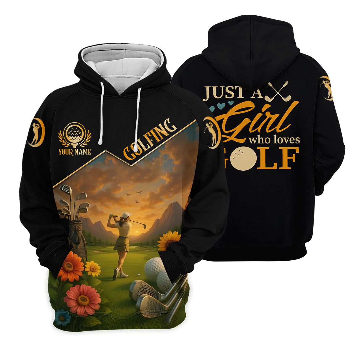 Just A Girl Who Loves Goft Custom Womens Golf Polo Shirt, Ladies Golf Shirts, Womens Golf Clothes