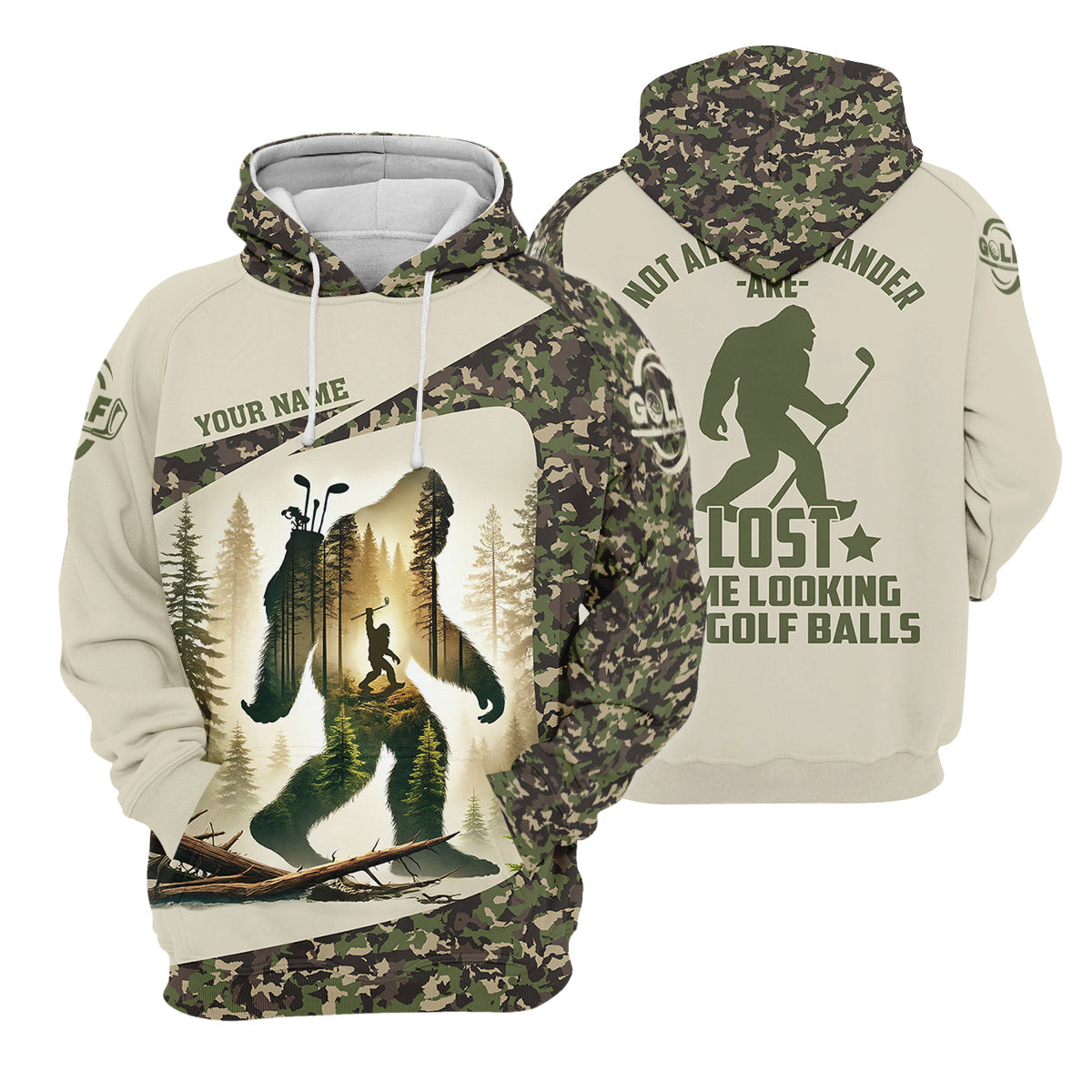 Not All Who Wander Are Lost Bigfoot Custom Men's Golf Polo Shirt, Golfing Apparel, Golf Gifts For Men