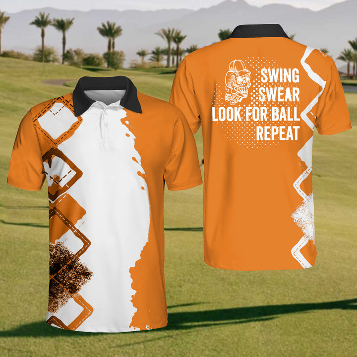 Swing, Swear, Looking For The Ball Men’s Golf Polo Shirt, Mens Goft Gift, Gift For Golf Lovers
