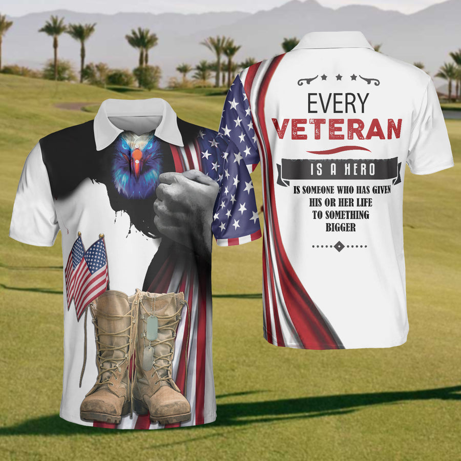 Us Veteran Golf Polo Shirt, Mens Golf Shirt, Gift For Golf Lovers, Patriotic Shirt