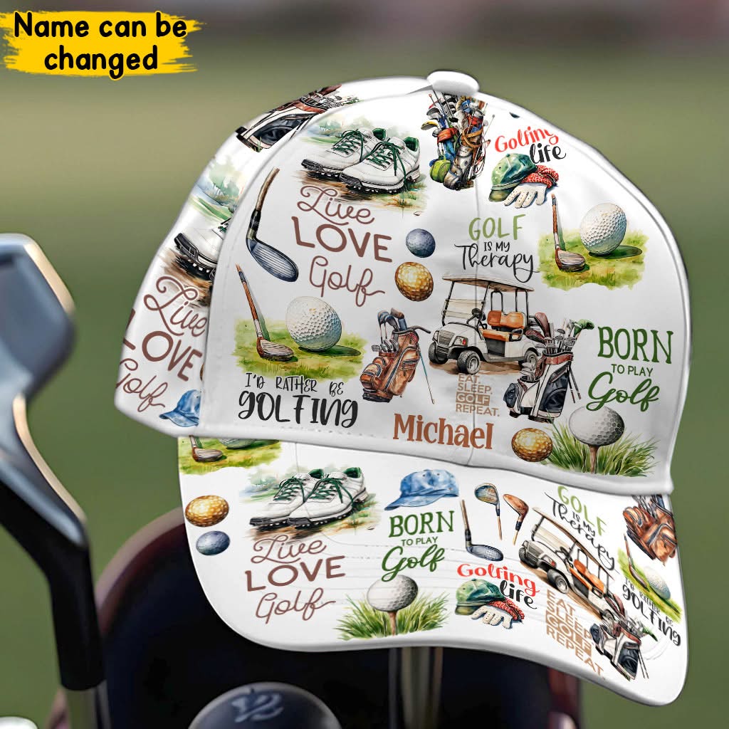 Live Love Golf Personalized Golf Cap, Funny Golf Cap, Gift For Dad, Golf Gift For Men