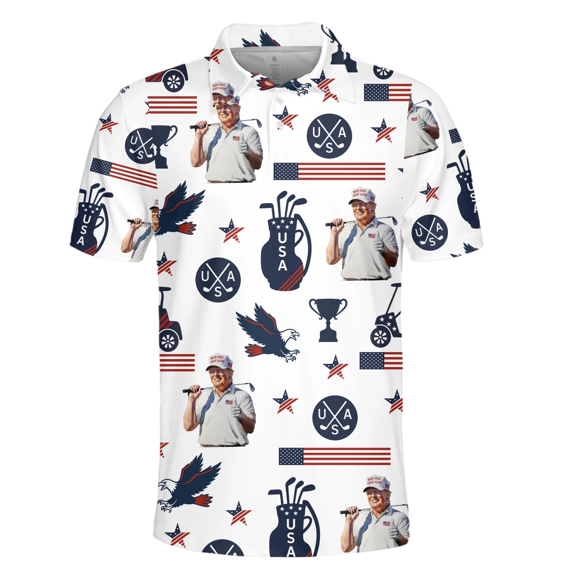 In Golf We Trust 2025, US Patriotic Pride Men's Golf Polo Shirt, Patriotic Golf Shirt, USA Golf Shirt