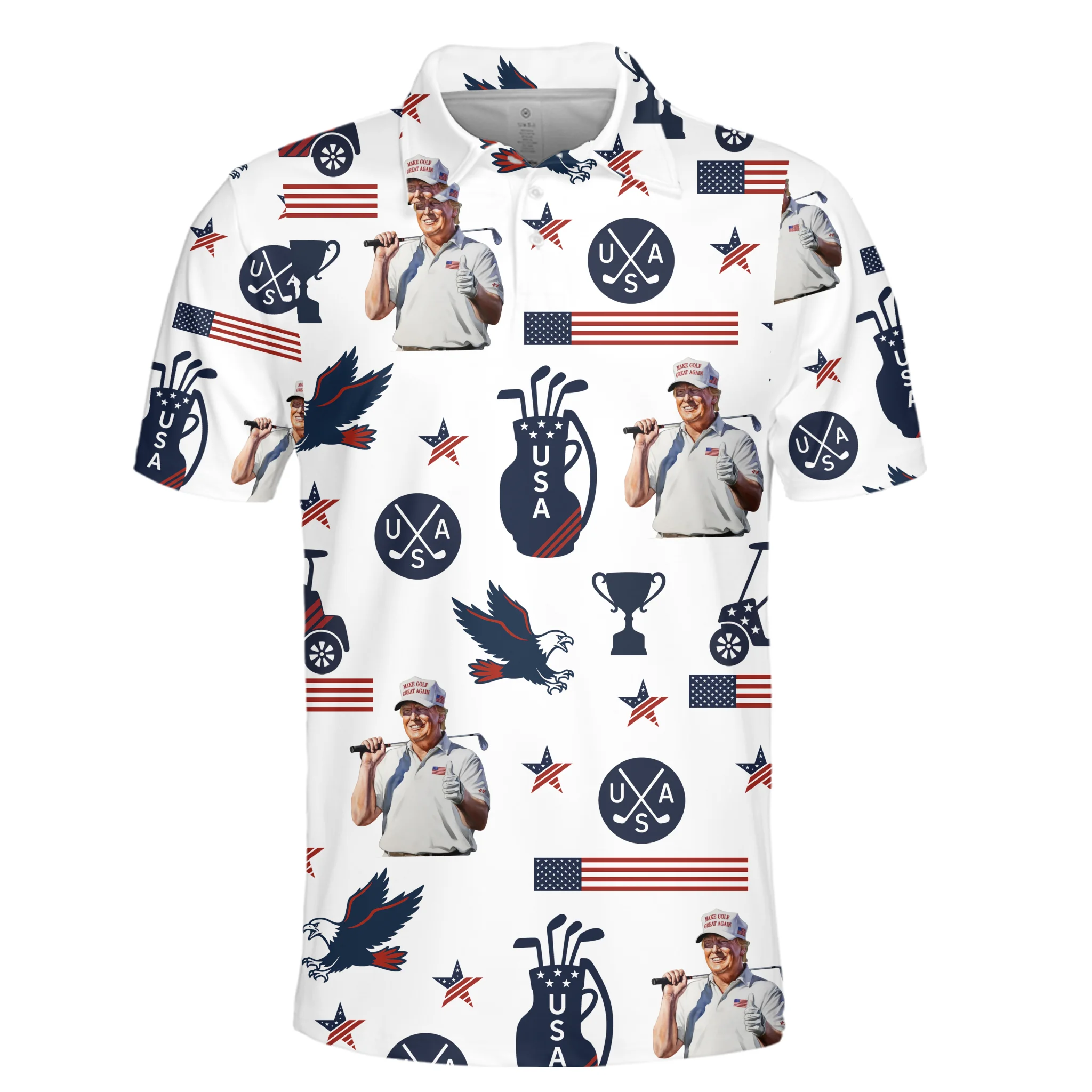 In Golf We Trust 2025, US Patriotic Pride Men's Golf Polo Shirt, Patriotic Golf Shirt, USA Golf Shirt