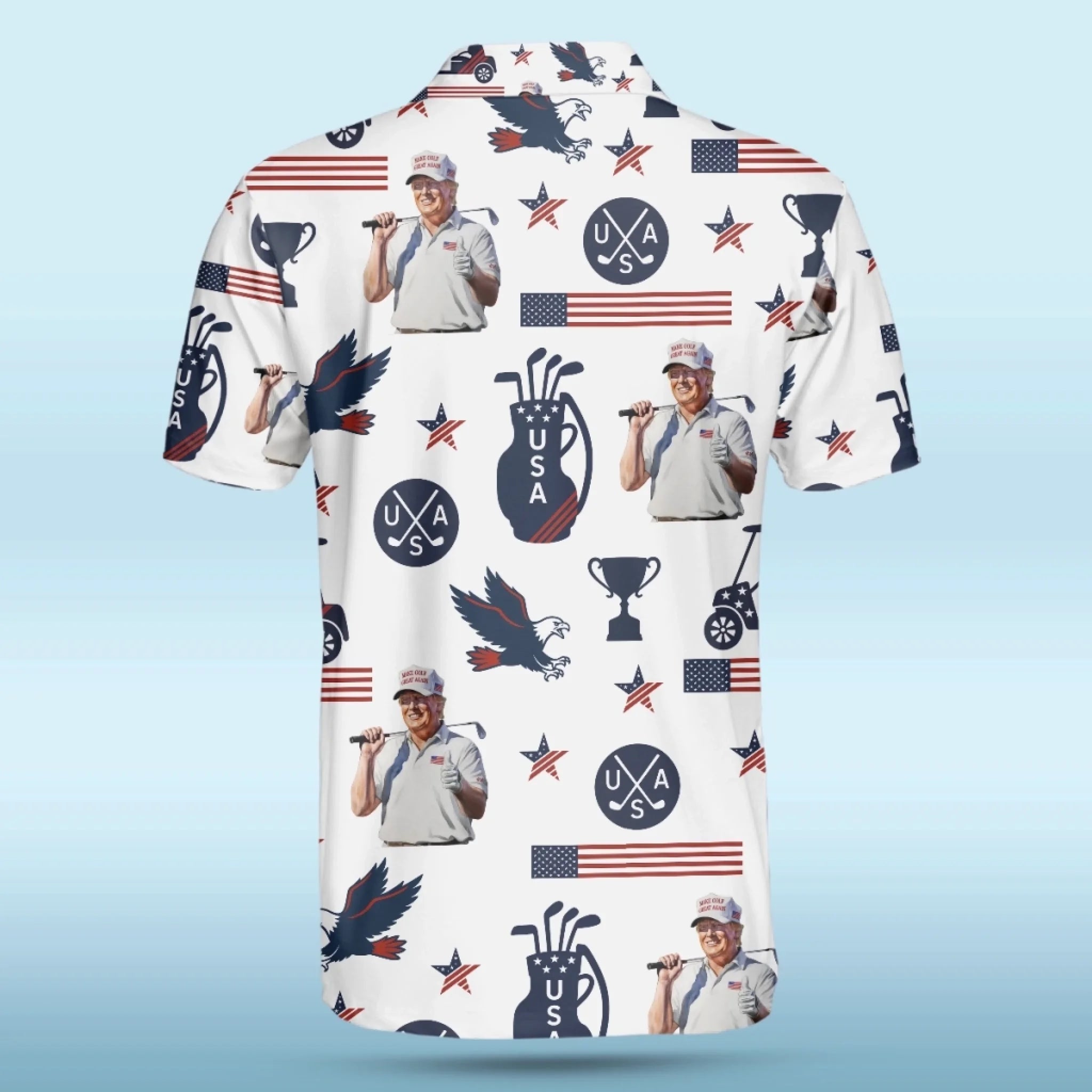 In Golf We Trust 2025, US Patriotic Pride Men's Golf Polo Shirt, Patriotic Golf Shirt, USA Golf Shirt