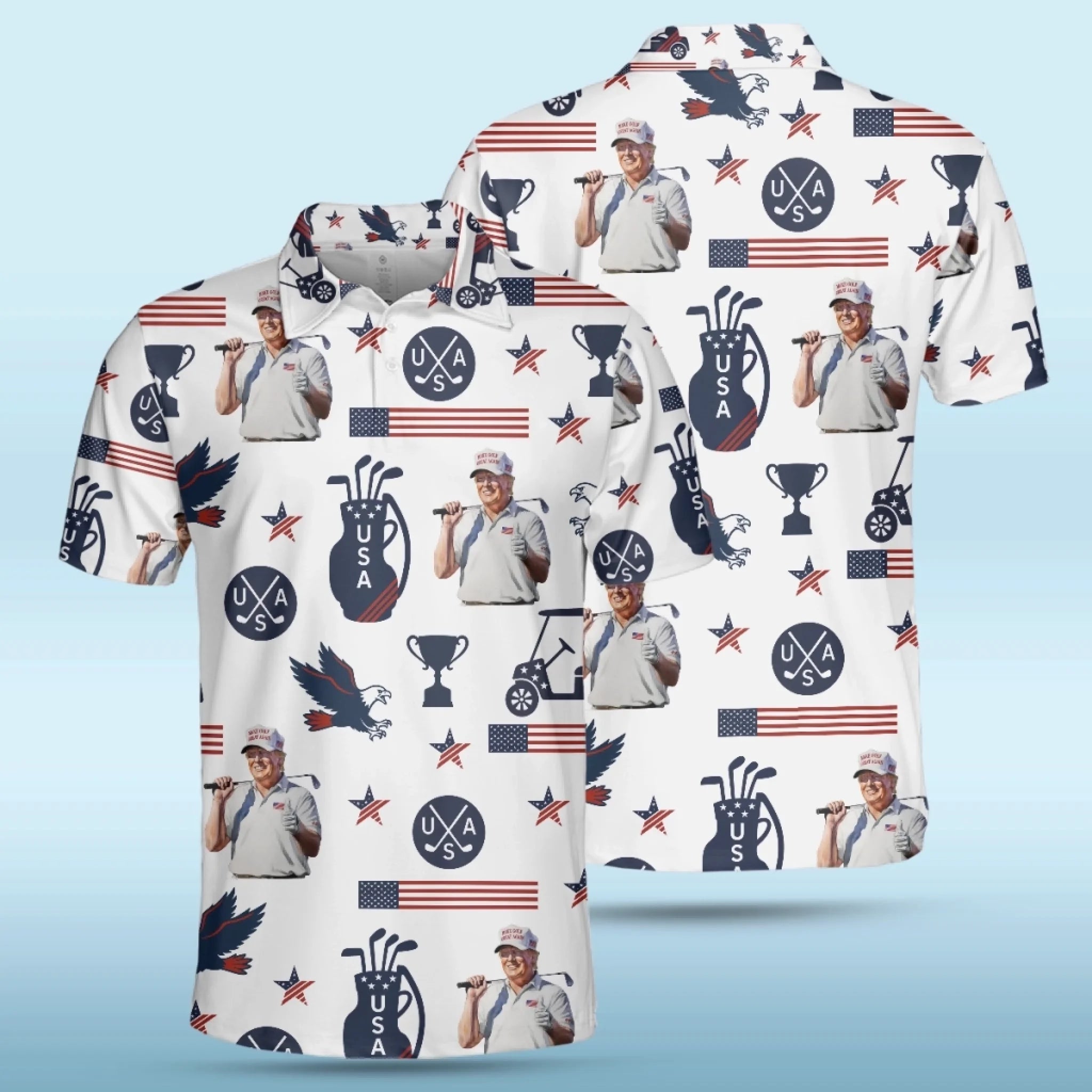 In Golf We Trust 2025, US Patriotic Pride Men's Golf Polo Shirt, Patriotic Golf Shirt, USA Golf Shirt