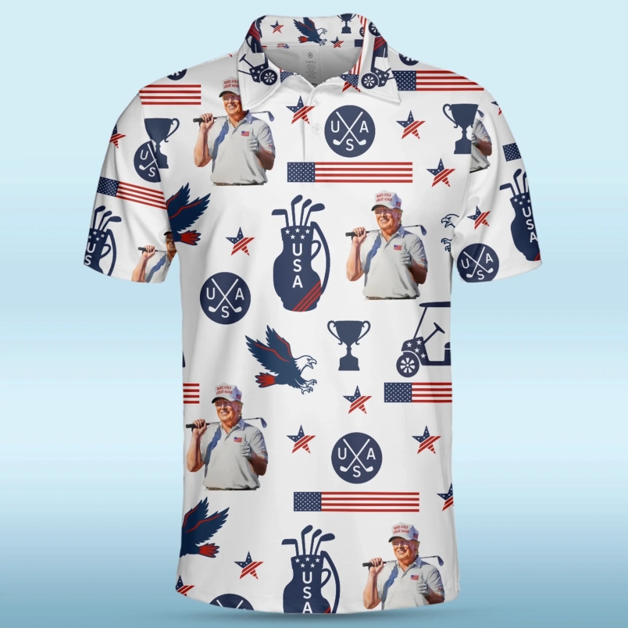 In Golf We Trust 2025, US Patriotic Pride Men's Golf Polo Shirt, Patriotic Golf Shirt, USA Golf Shirt