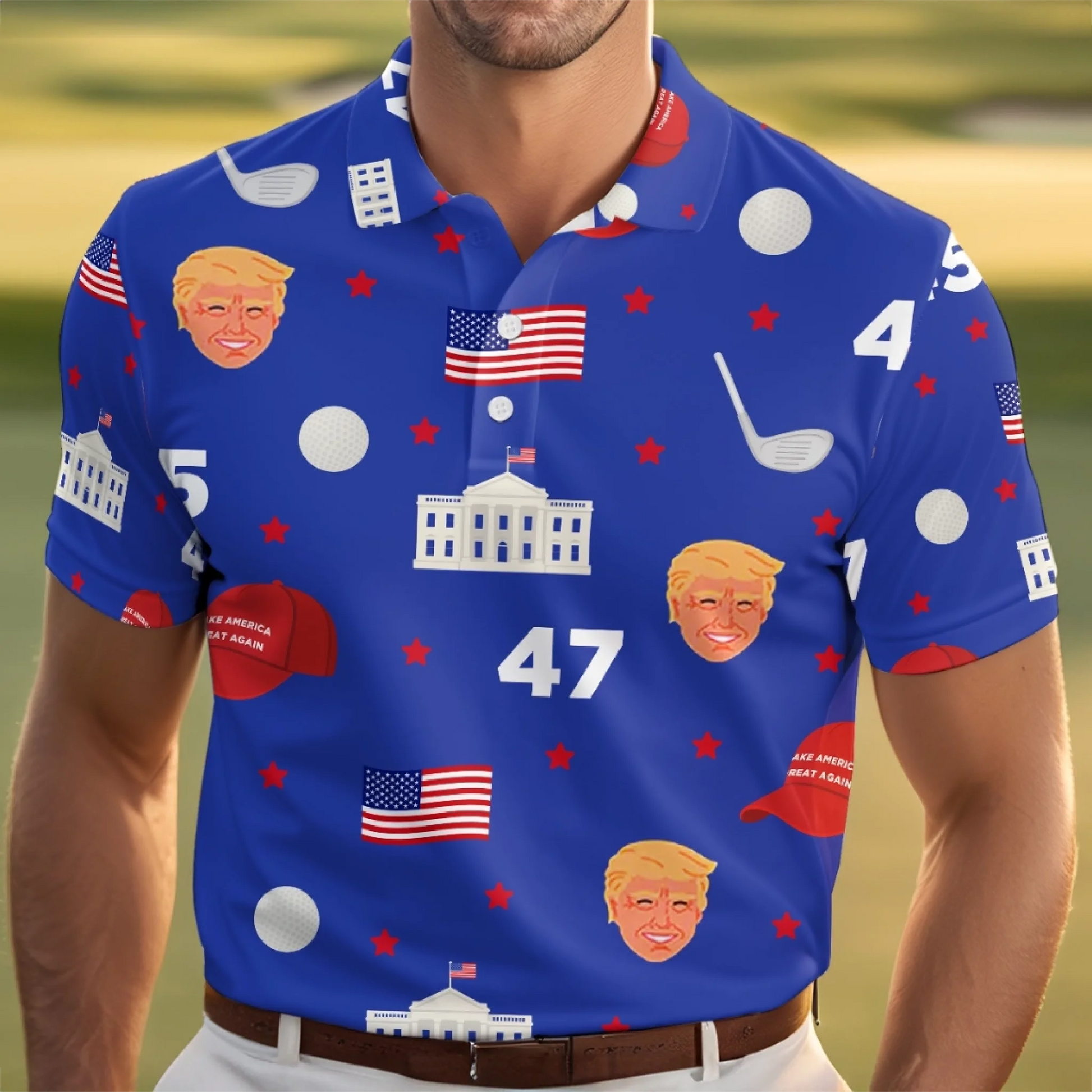 Par For The Course Above The Rest Polo Shirt, US Patriotic Pride Men's Golf Polo Shirt, Patriotic Golf Shirt