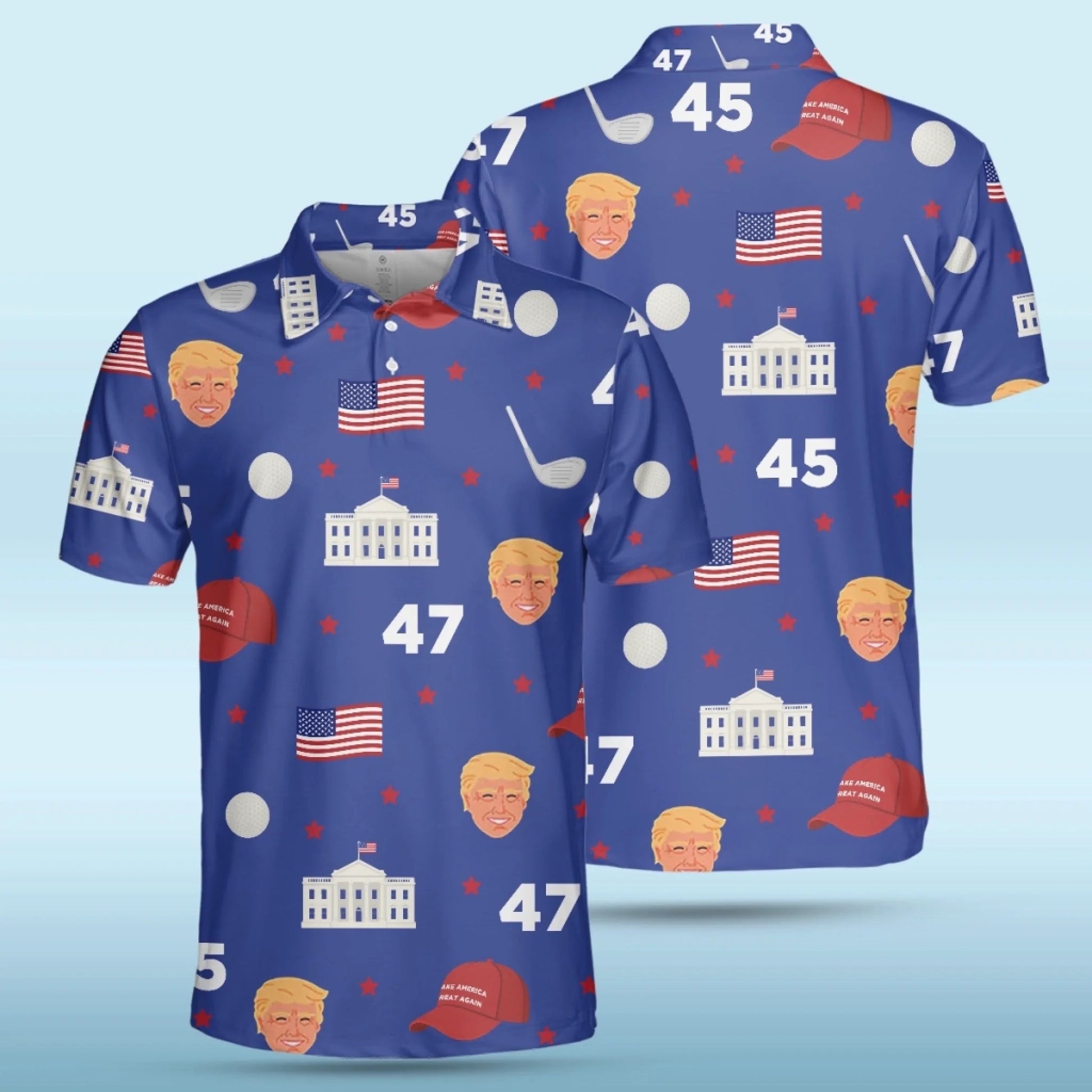 Par For The Course Above The Rest Polo Shirt, US Patriotic Pride Men's Golf Polo Shirt, Patriotic Golf Shirt