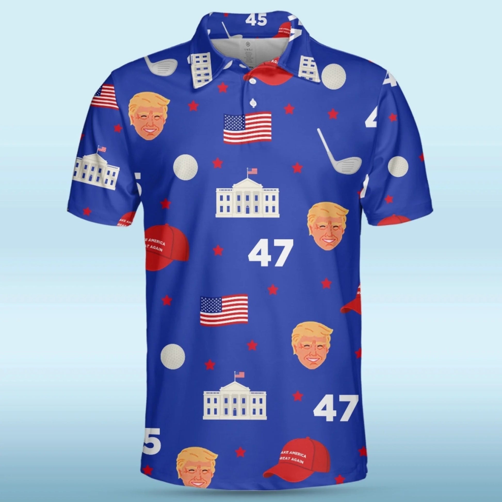 Par For The Course Above The Rest Polo Shirt, US Patriotic Pride Men's Golf Polo Shirt, Patriotic Golf Shirt