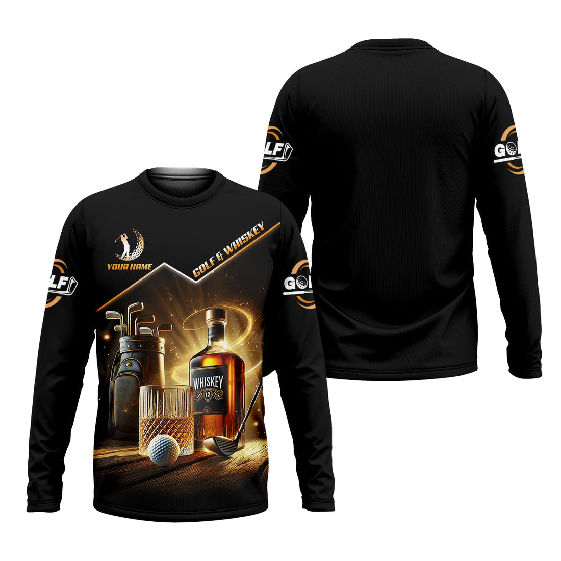 Golf And Whiskey Custom Men's Golf Polo Shirt, Whiskey Golf Shirt, Gift For Golfers