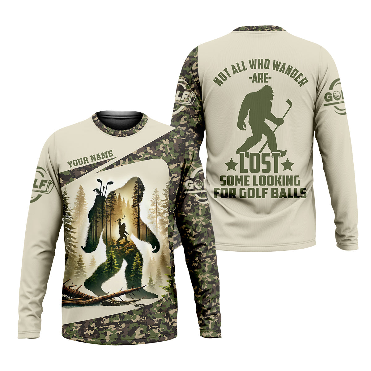 Not All Who Wander Are Lost Bigfoot Custom Men's Golf Polo Shirt, Golfing Apparel, Golf Gifts For Men