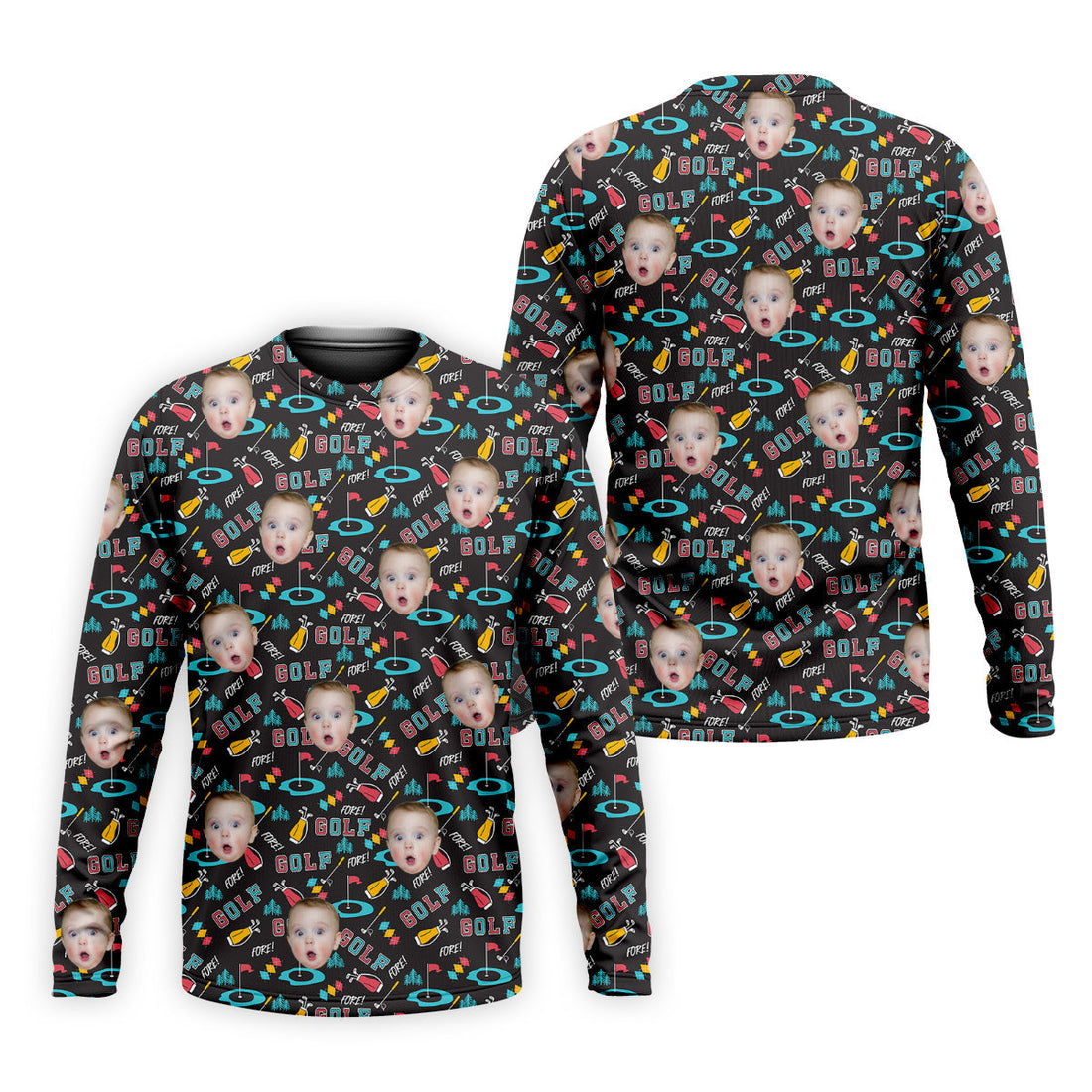 Custom Shirts With Faces, Funny Golf Polo Shirt, Gifts For The Golfing Dad, Golf Gift For Dad