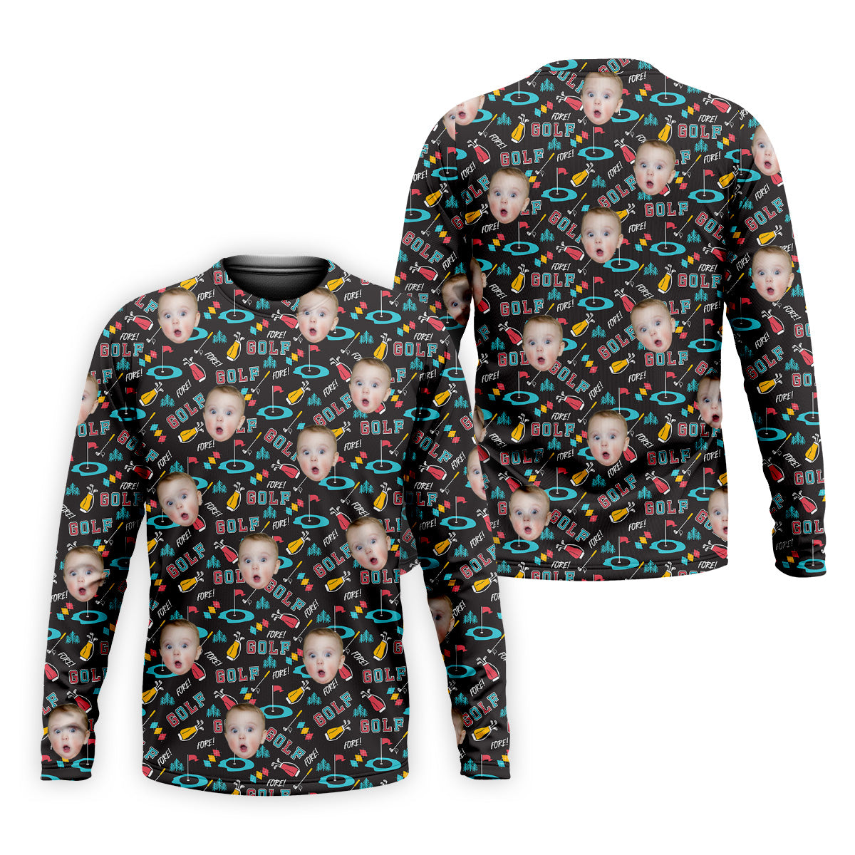 Custom Shirts With Faces, Funny Golf Polo Shirt, Gifts For The Golfing Dad, Golf Gift For Dad