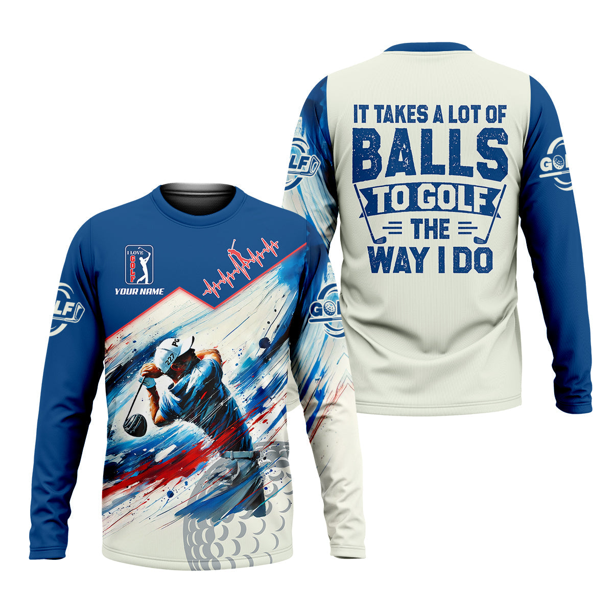 It Takes A Lot Of Balls To Golf The Way I Do Custom Men's Golf Polo Shirt, Mens Golf Gift, Mens Golf Shirt