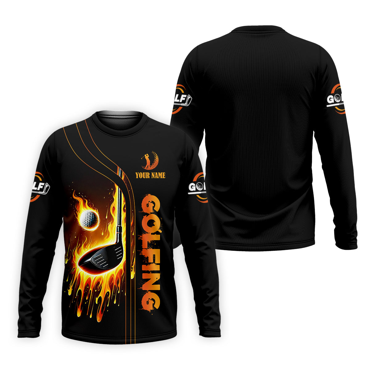 Fire Golf Ball Custom Men's Golf Polo Shirt, Funny Golf Shirt, Dad Golf Gifts