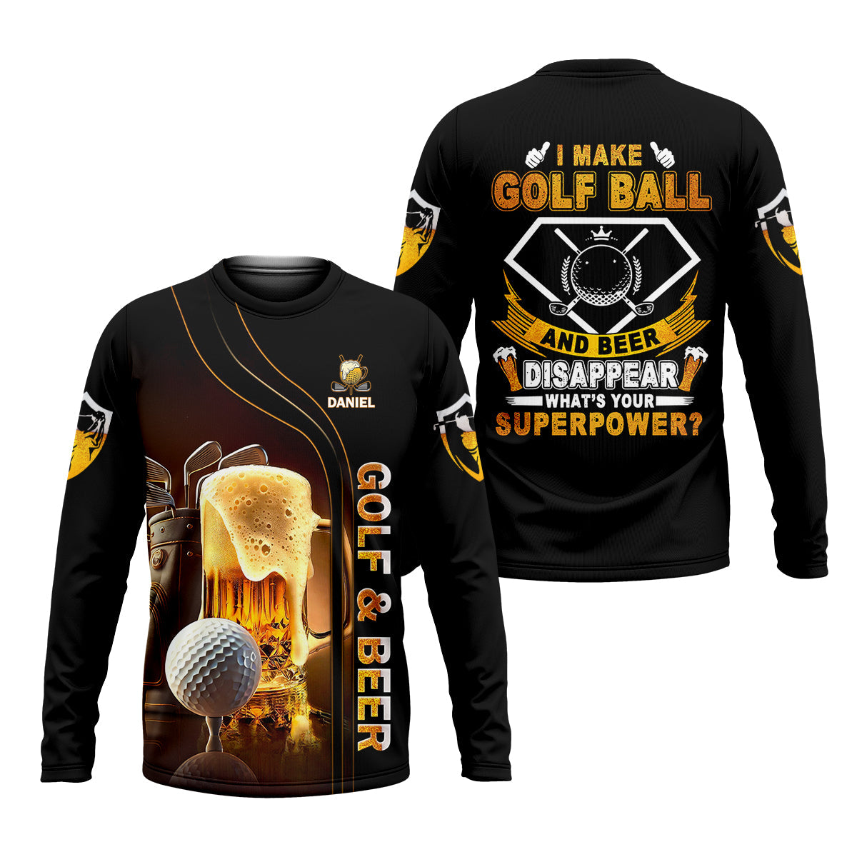 I Make Golf Ball And Beer Disappear Custom Golf Polo Shirt, Mens Golf Gift, Golf Lover Gift