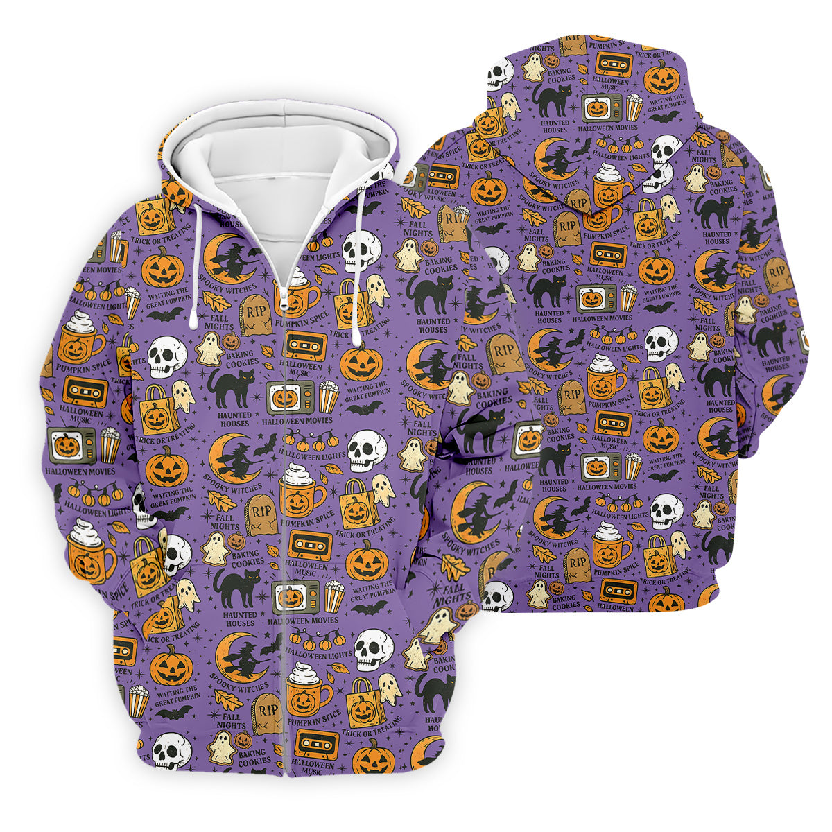 Purple Halloween Skull Golf Shirt, Spooky Cat, Mens Golf Polo Shirts, Halloween Theme Shirts, Golfing Apparel