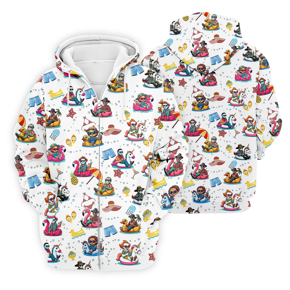 Funny Horror Character Pool Party Hawaiian Shirt, Halloween Movie Shirt, Horror Movie Shirt, Funny Hawaiian Shirt