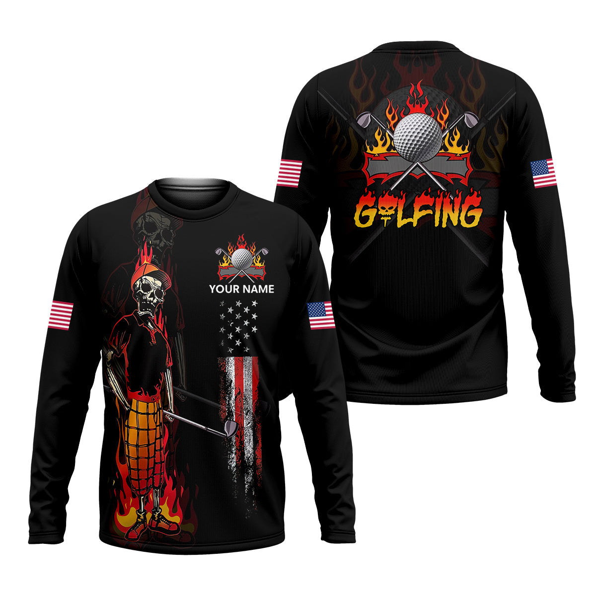 Custom Skull Golf Polo Shirt, Mens Golf Gift, Funny Golf Shirt