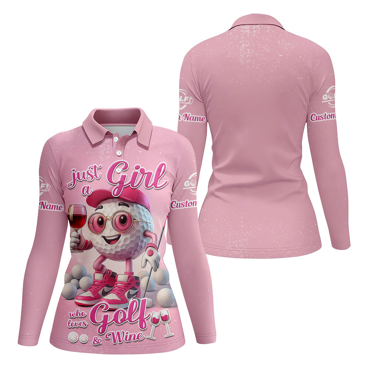 Just A Girl Who Loves Golf And Wine Custom Womens Golf Polo Shirt, Womens Golf Gifts