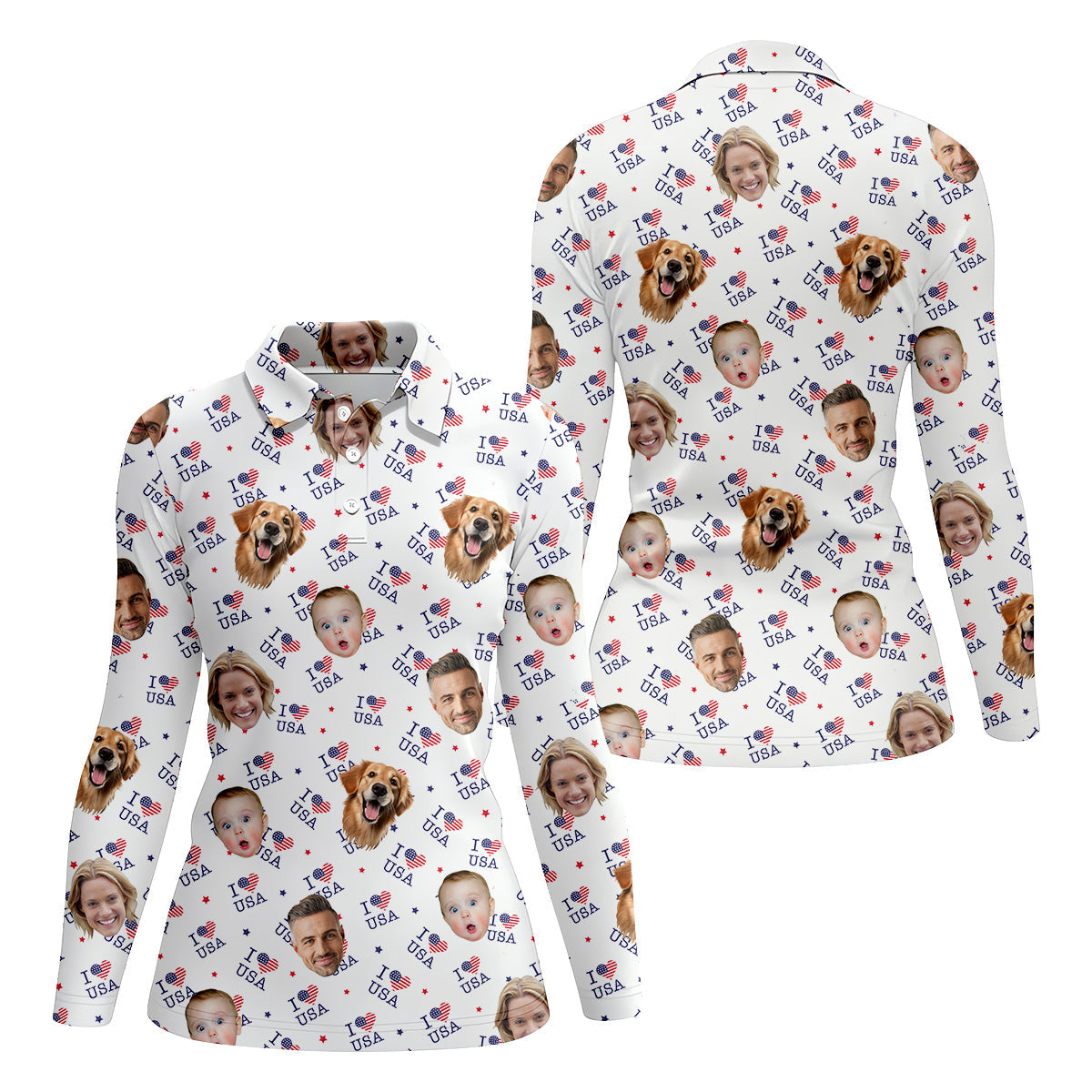 Custom Face Shirt, Womens Golf Polo, Custom Dog Shirts, Family Portrait Golf Shirt, Golf Shirt Gift For Women