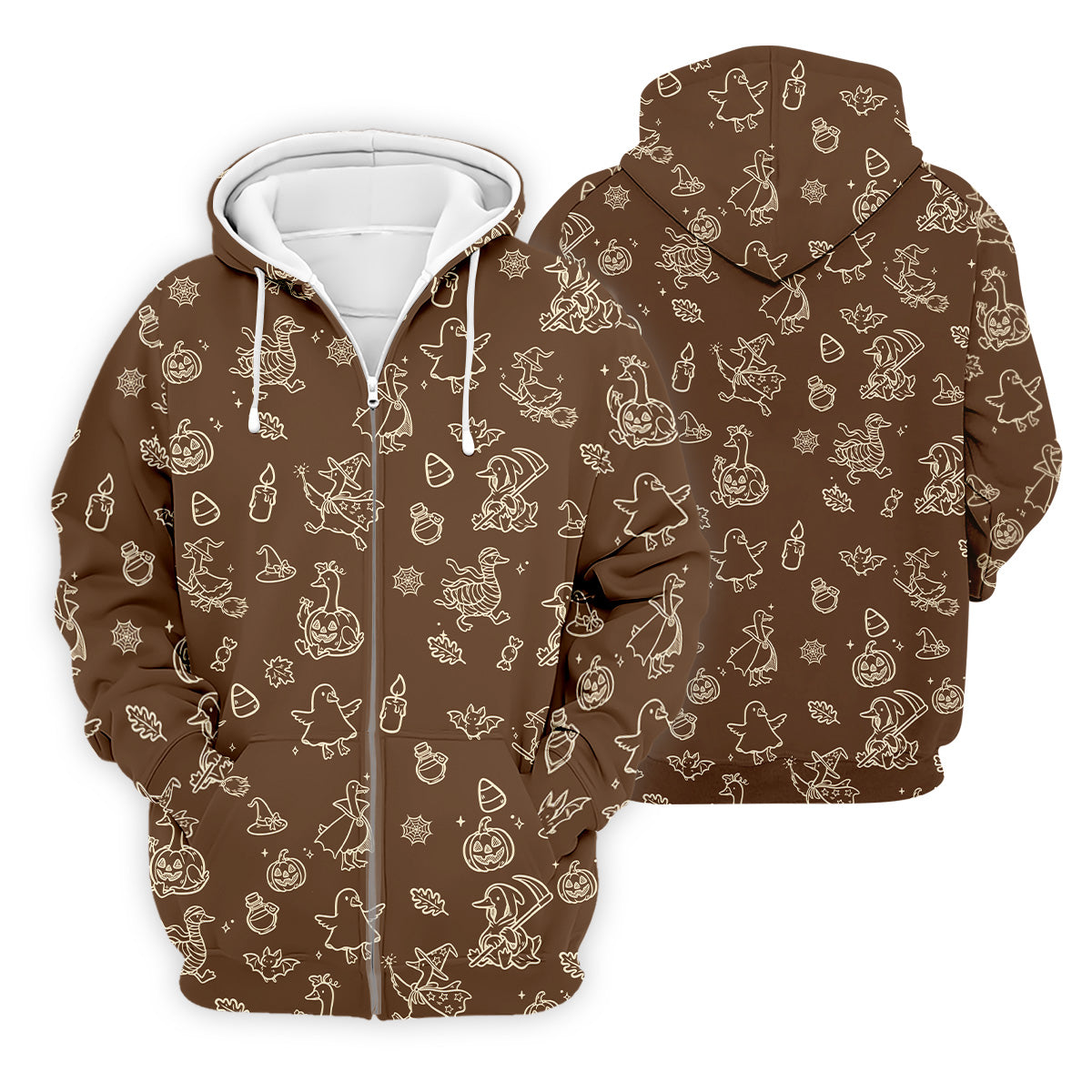 Goose Halloween Golf Shirt, Pumpkin Pattern Golf Shirt, Brown Golf Polo, Long Sleeve Golf Shirts, Men Golf Polo