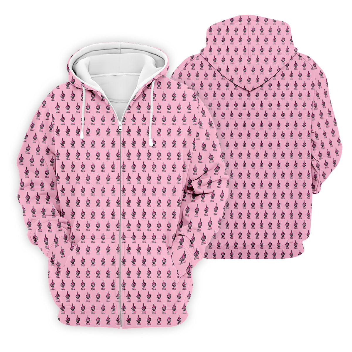 Funny Middle Finger Pink Men's Golf Shirt, Breast Cancer Golf Shirt, Fun Golf Shirts For Men