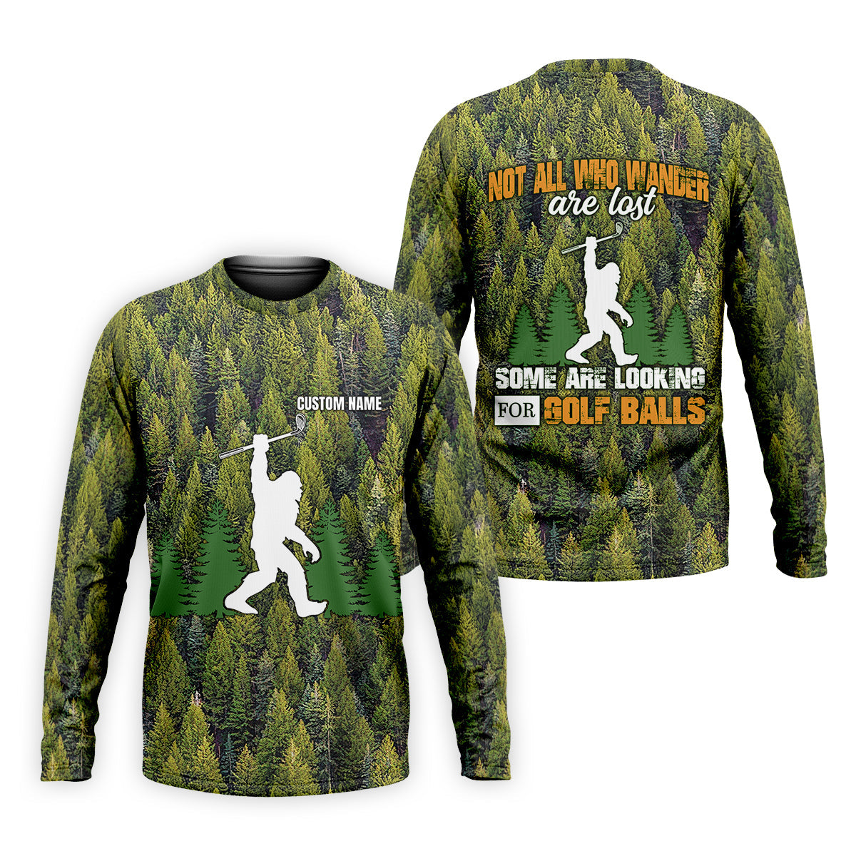 Not All Who Wander Are Lost Custom Men's Golf Polo Shirt, Bigfoot Golf Shirt, Dad Golf Gift