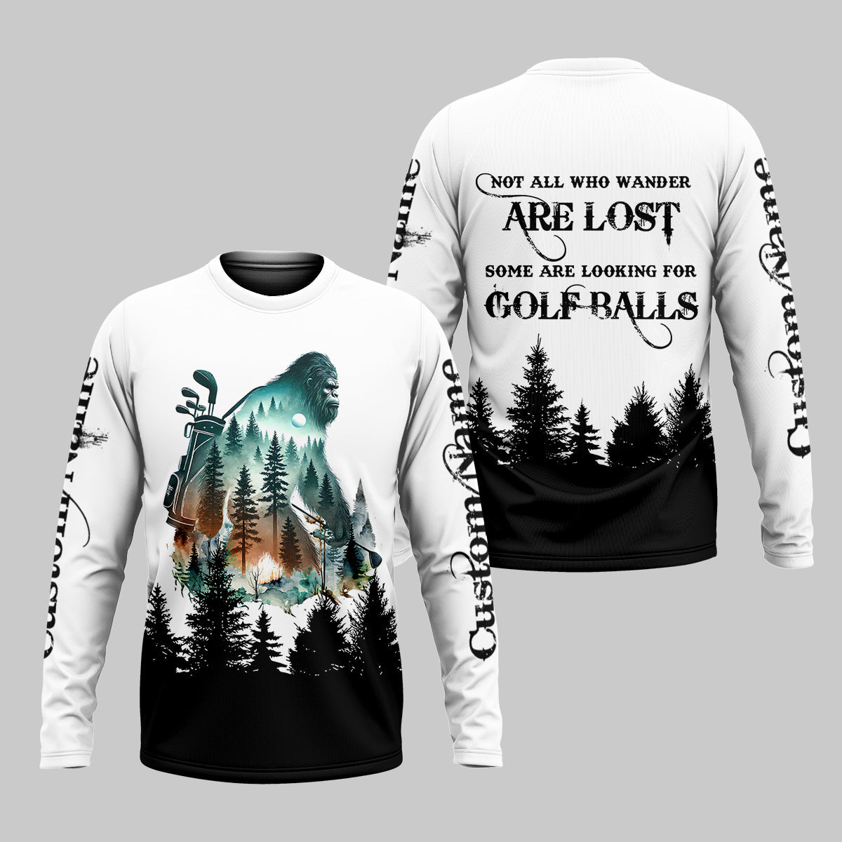 Not All Who Wander Are Lost Bigfoot Hunter Men's Golf Polo Shirt, Golf Lover Gifts, Funny Golf Shirt