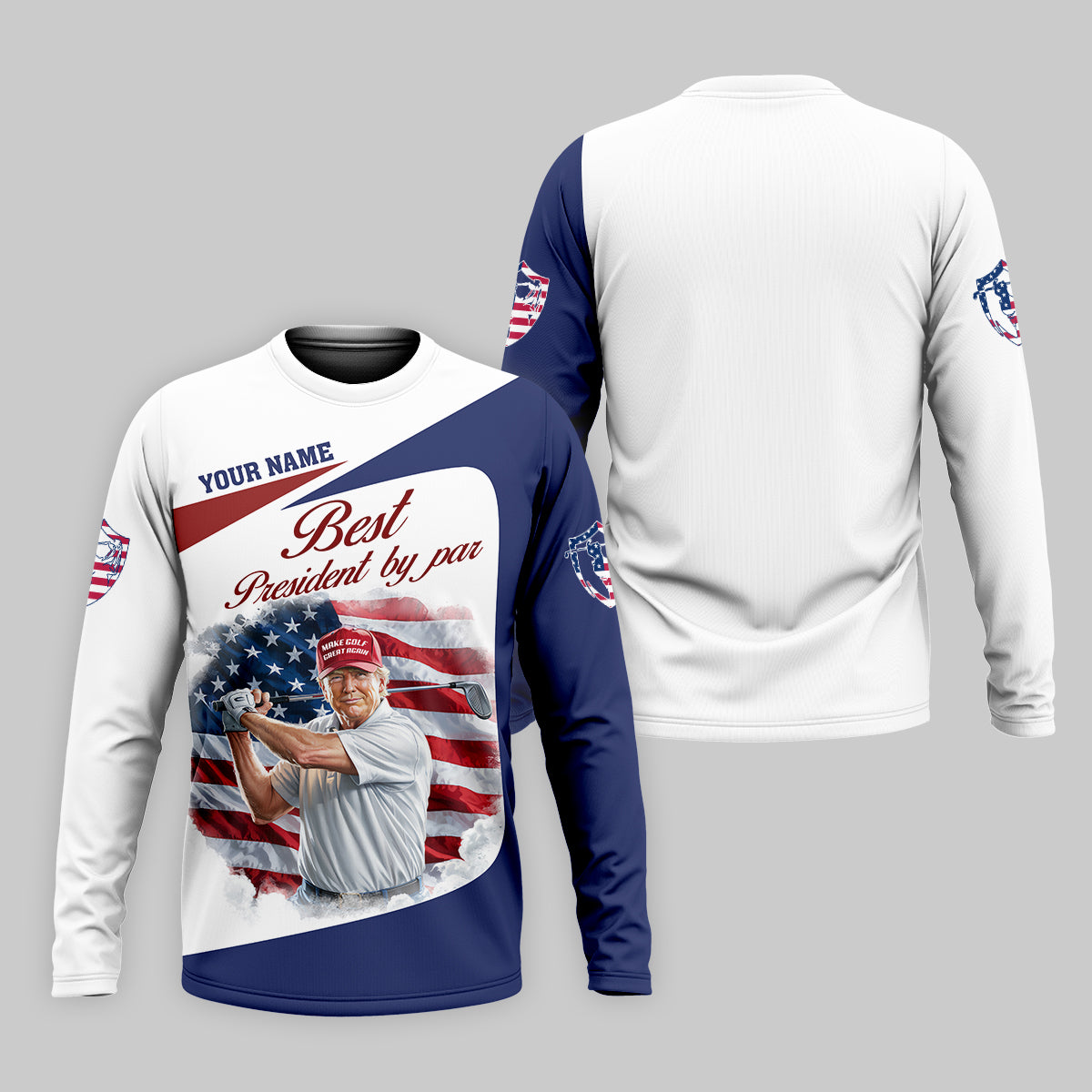 Best President By Par Custom Funny Golf Polo Shirt, Trump Shirt, Christmas Golf Gift