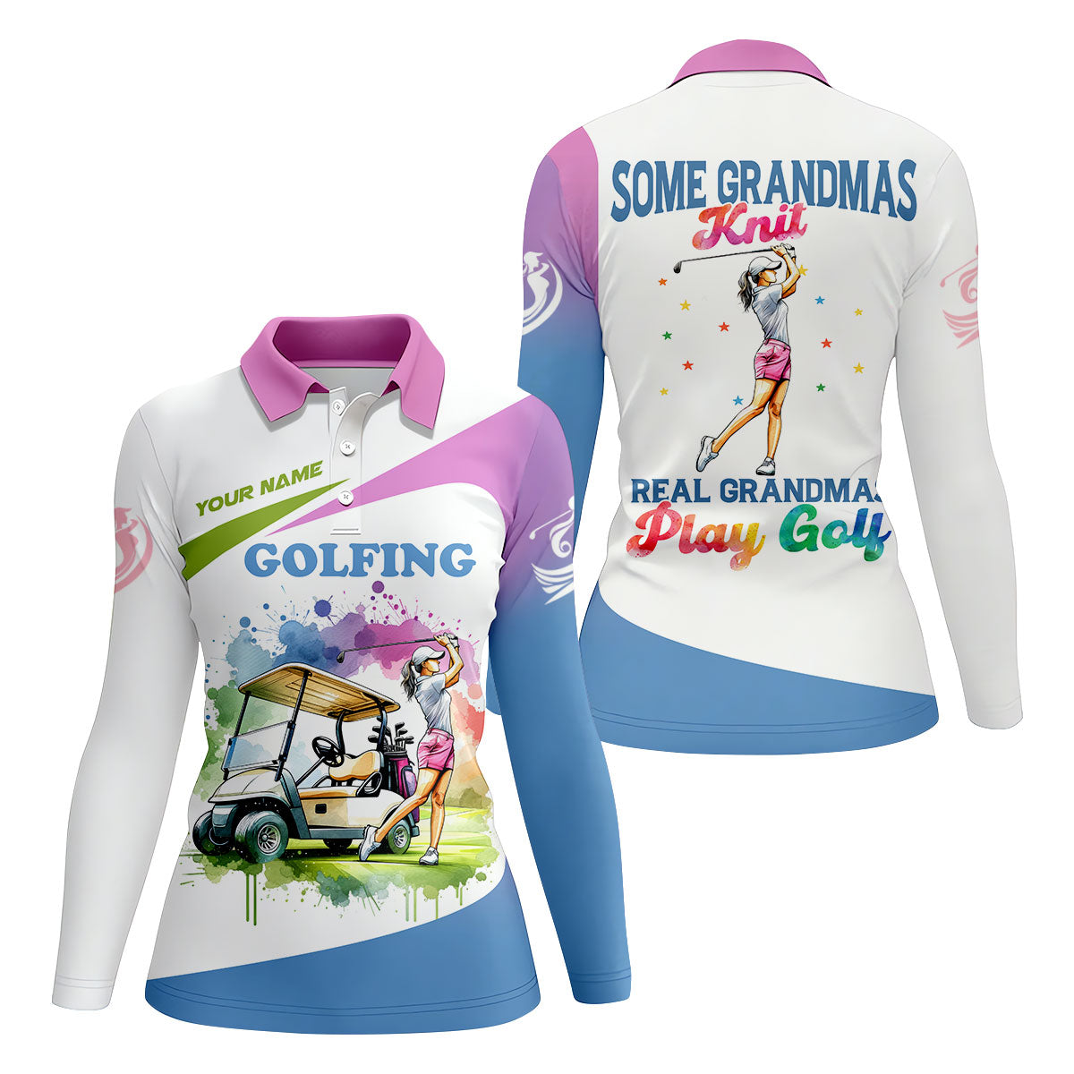 Some Grandmas Knit Real Grandmas Play Golf Funny Womens Golf Polo Shirt, Ladies Golf Shirt