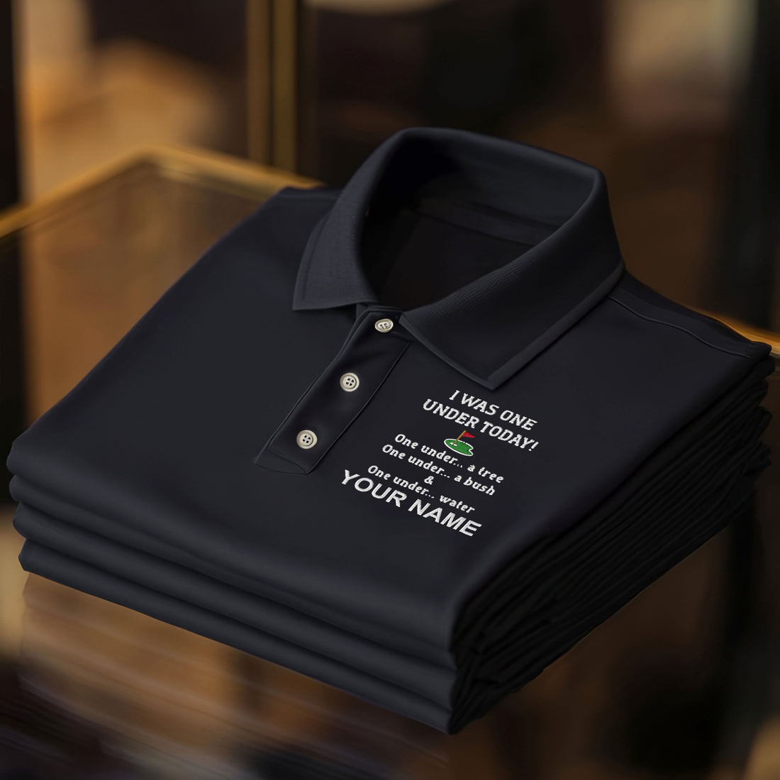 I Was One Under Today Custom Embroidered Golf Polo Shirt, Dad Golf Gift