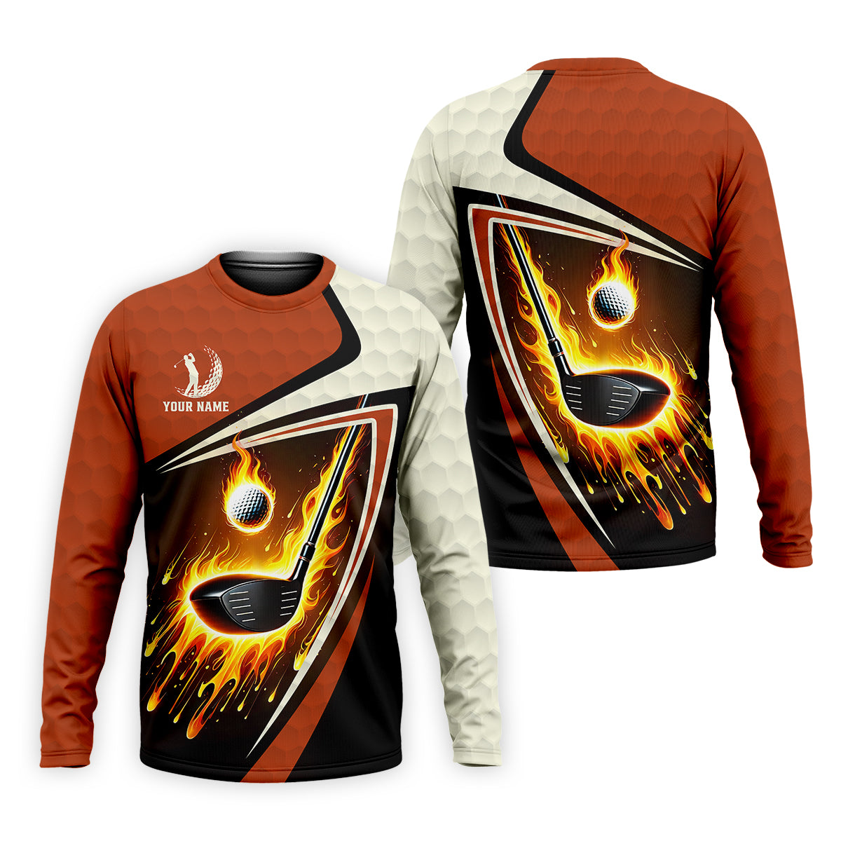 Fire Golf Ball Custom Men's Golf Polo Shirt, Funny Golf Shirt, Christmas Golf Gift