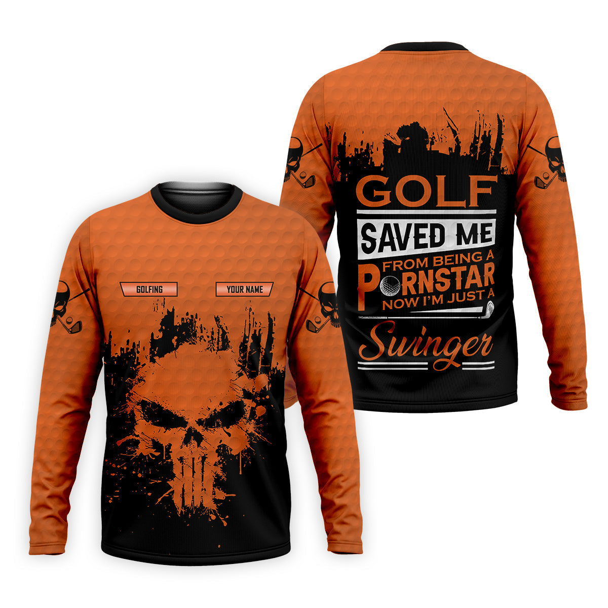 Golf Saved Me From Being A Porn Star Now I'm Just A Swinger Custom Skull Golf Polo Shirt, Dad Golf Gift