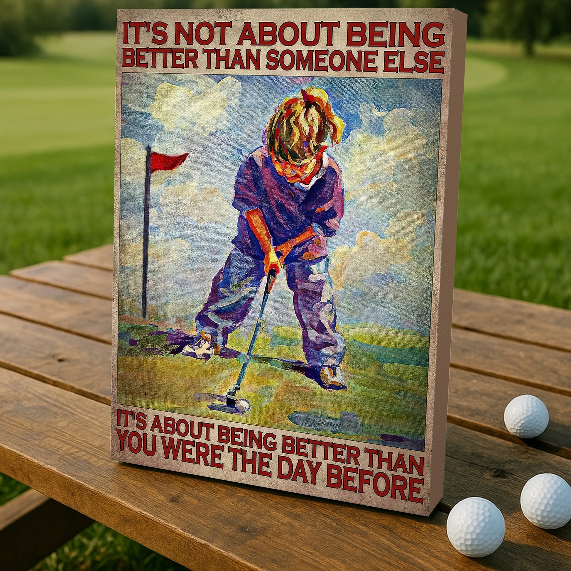 It's Not About Being Better Than Someone Else Canvas Wall Art, Golf Decor, Gift For Golf Lovers