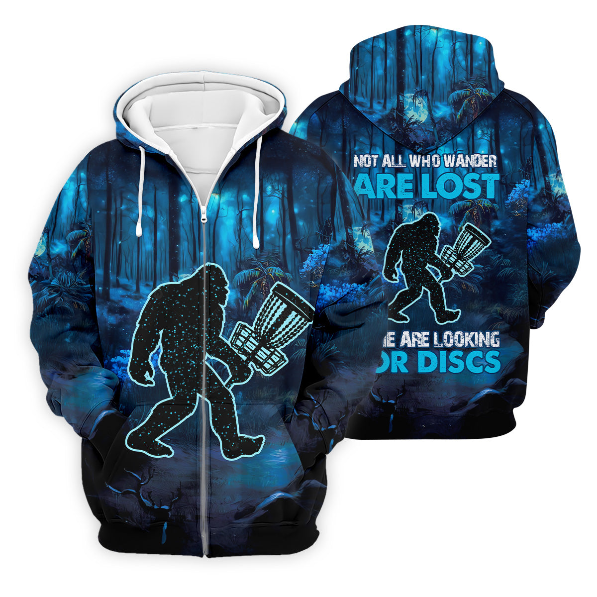 Not All Who Wander Are Lost Bigfoot Discs Golf Men's Golf Polo Shirt, Funny Golf Shirt, Dad Golf Gift