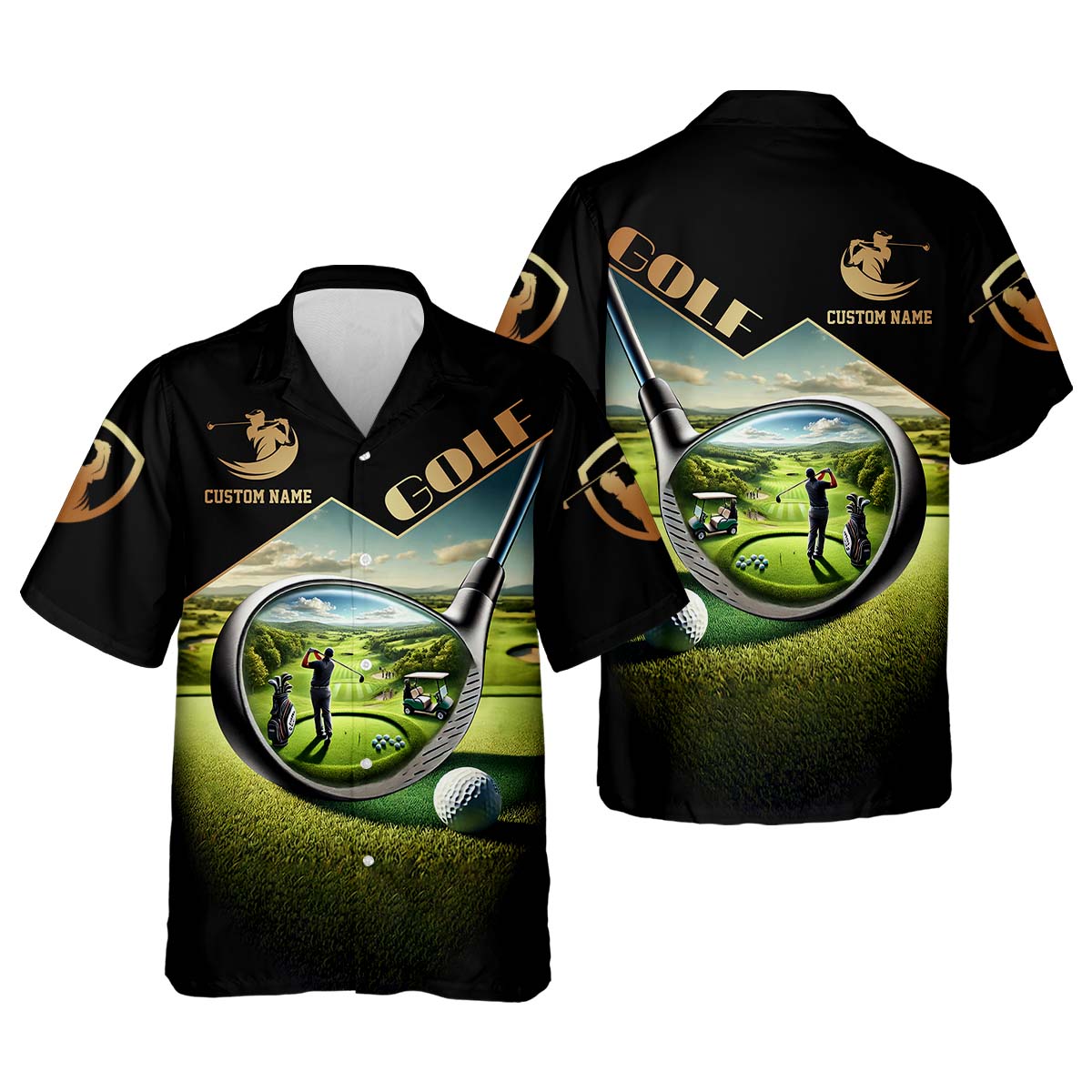 3D Golf Club, Custom Name Men's Golf Polo Shirt, Funny Golf Shirt, Golf Lover Gift
