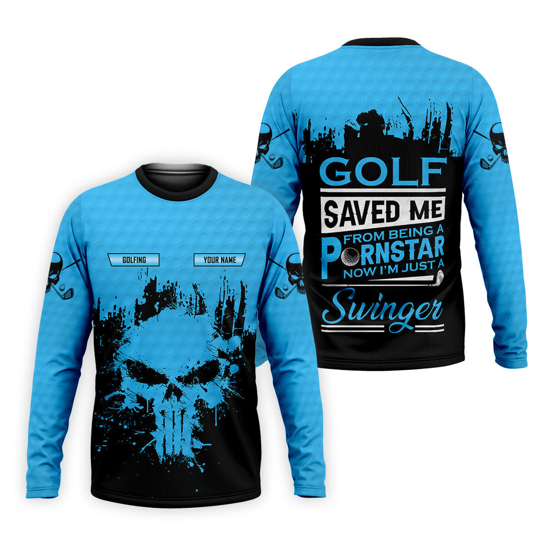 Golf Saved Me From Being A Porn Star Now I'm Just A Swinger Custom Funny Skull Golf Polo Shirt, Dad Golf Gift