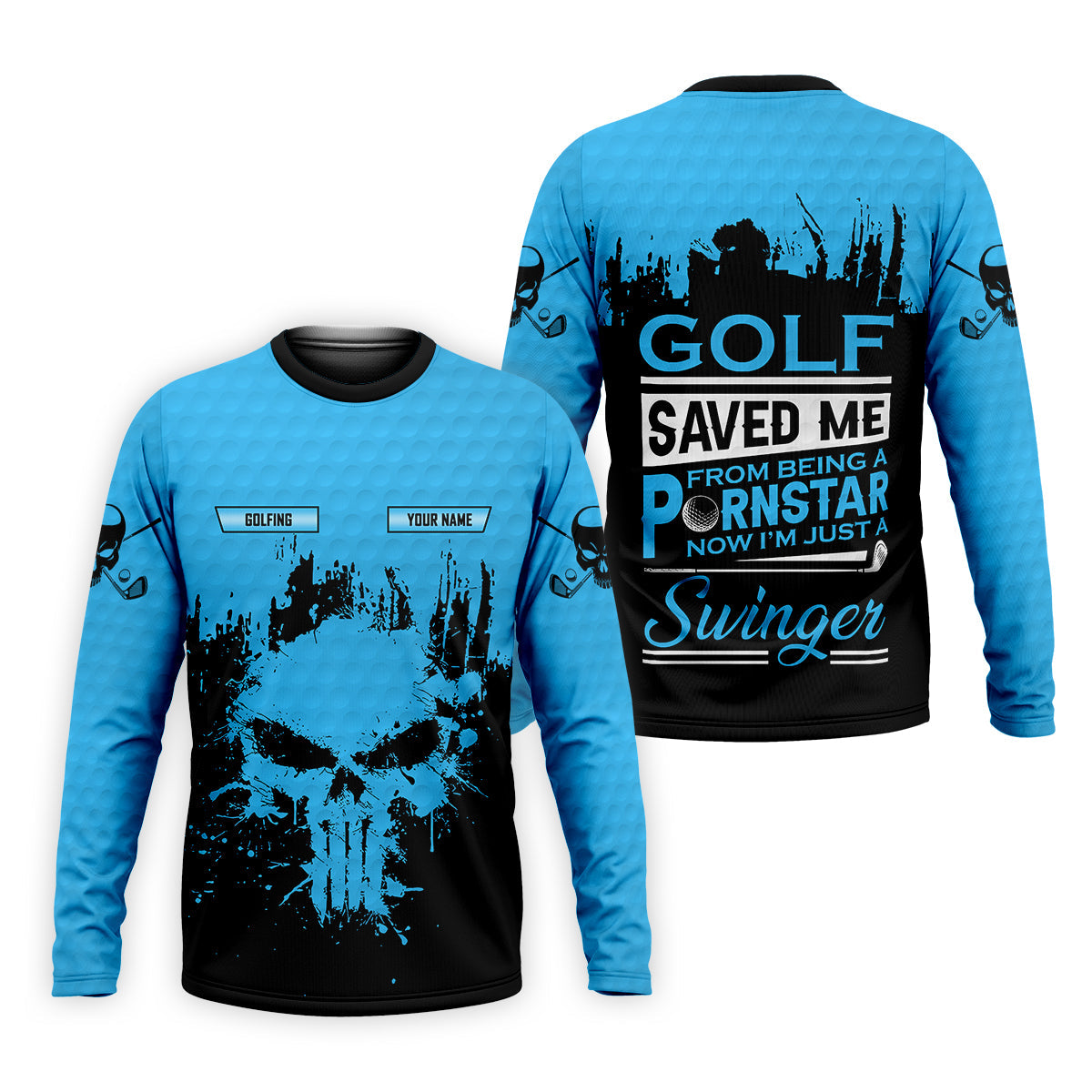 Golf Saved Me From Being A Porn Star Now I'm Just A Swinger Custom Funny Skull Golf Polo Shirt, Dad Golf Gift