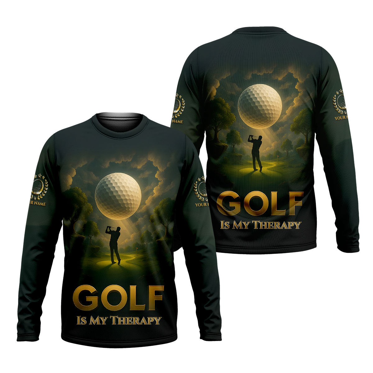Golf Is My Therapy Cool Golf Polos, Golf Shirts For Men, Personalized Golf Ball Hoodies For Men, Customized Golf Polos