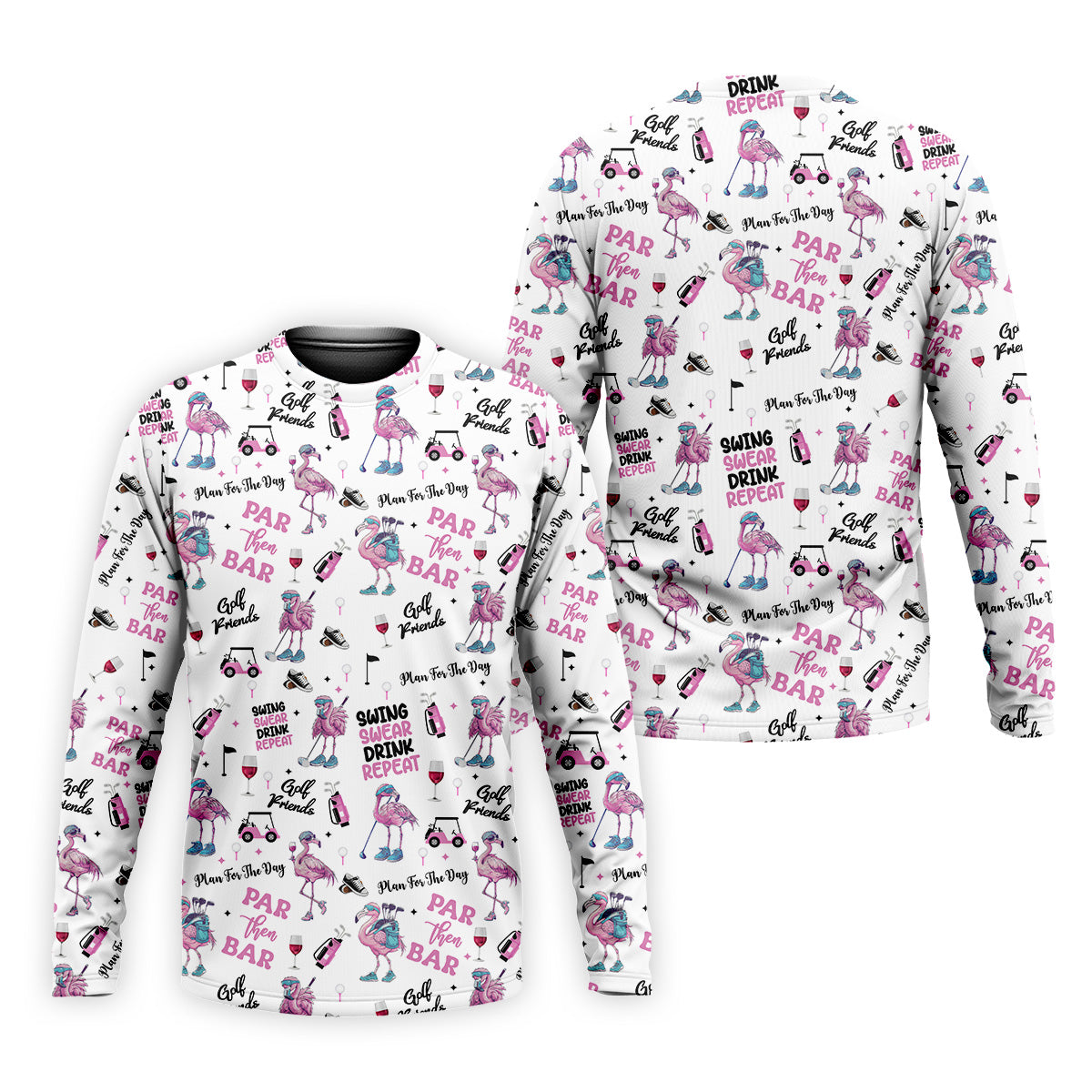 Par Then Bar Flamingo Funny Men Polo Shirt, Fun Golf Polos For Men, Golf Shirts, Dad Golf Gift
