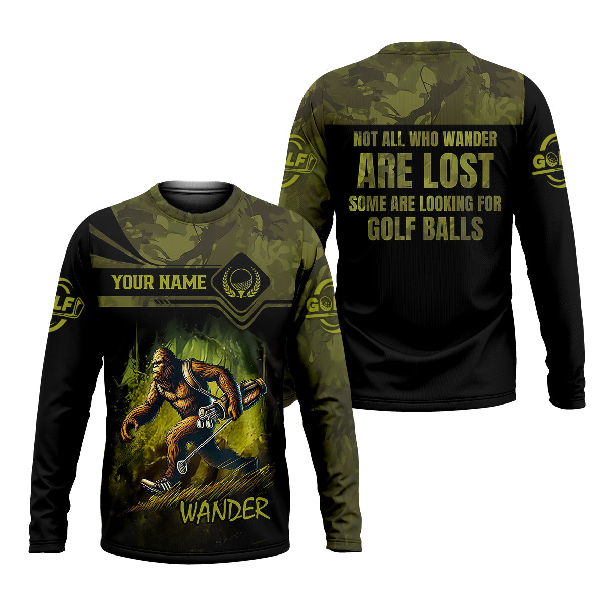 Bigfoot Camouflage Custom Golf Polo Shirt, Golf Gifts For Dad, Golf Lover Gift