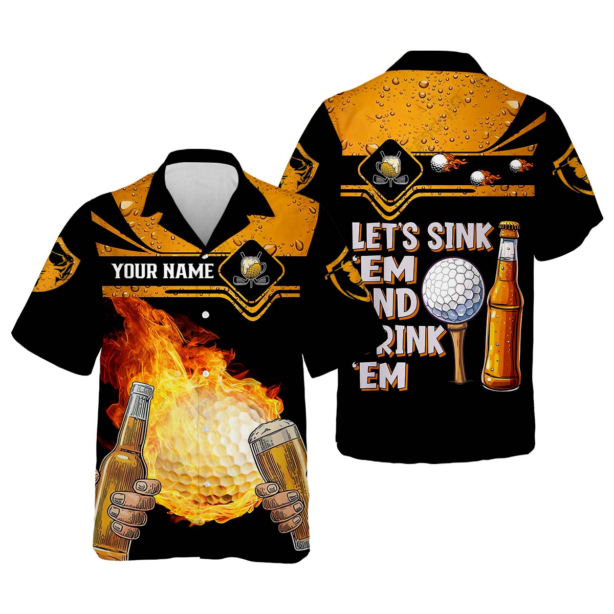 Let's Sink 'Em And Drink 'Em, Custom Golf Shirt, Personalized Golf Shirt, Unique Gift For Golfer