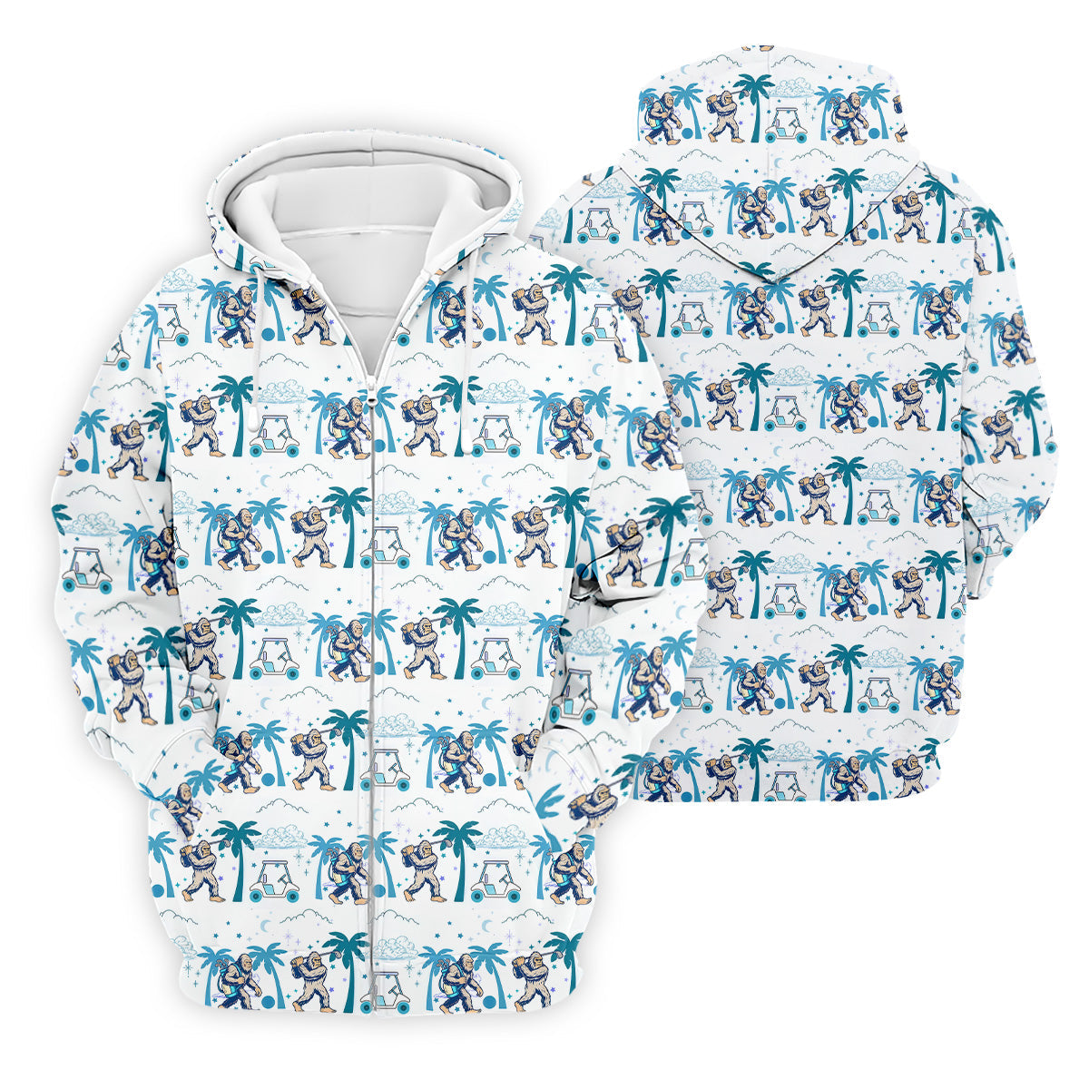 Funny Tropical Golf Cart Bigfoot Golf Shirt, Fun Golf Shirts For Men, Golf Accessories For Men