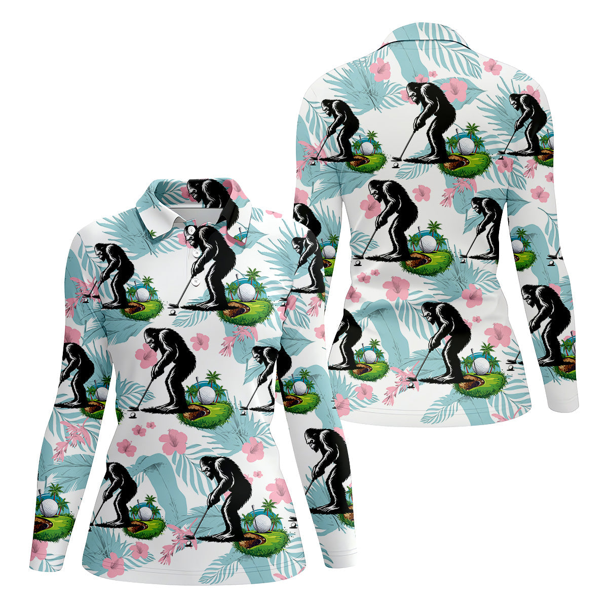 Bigfoot Shirt, Sasquatch Golf Shirt, Hawaiian Golf Shirts, Cute Golf Shirt, Ladies Golf Shirts, Golf Gifts For Her
