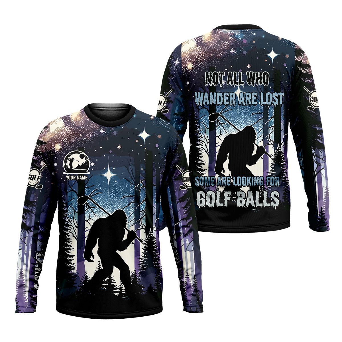 Funny Bigfoot Custom Golf Polos For Men, Golf Shirts For Men, Mens Golf Gift, Gift For Golfers